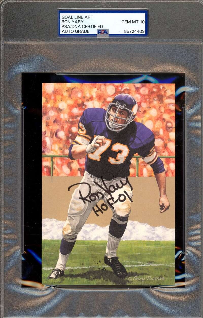 Ron Yary Gem Mint 10 PSA DNA Signed Goal Line Art Card GLAC Autograph HOF 01