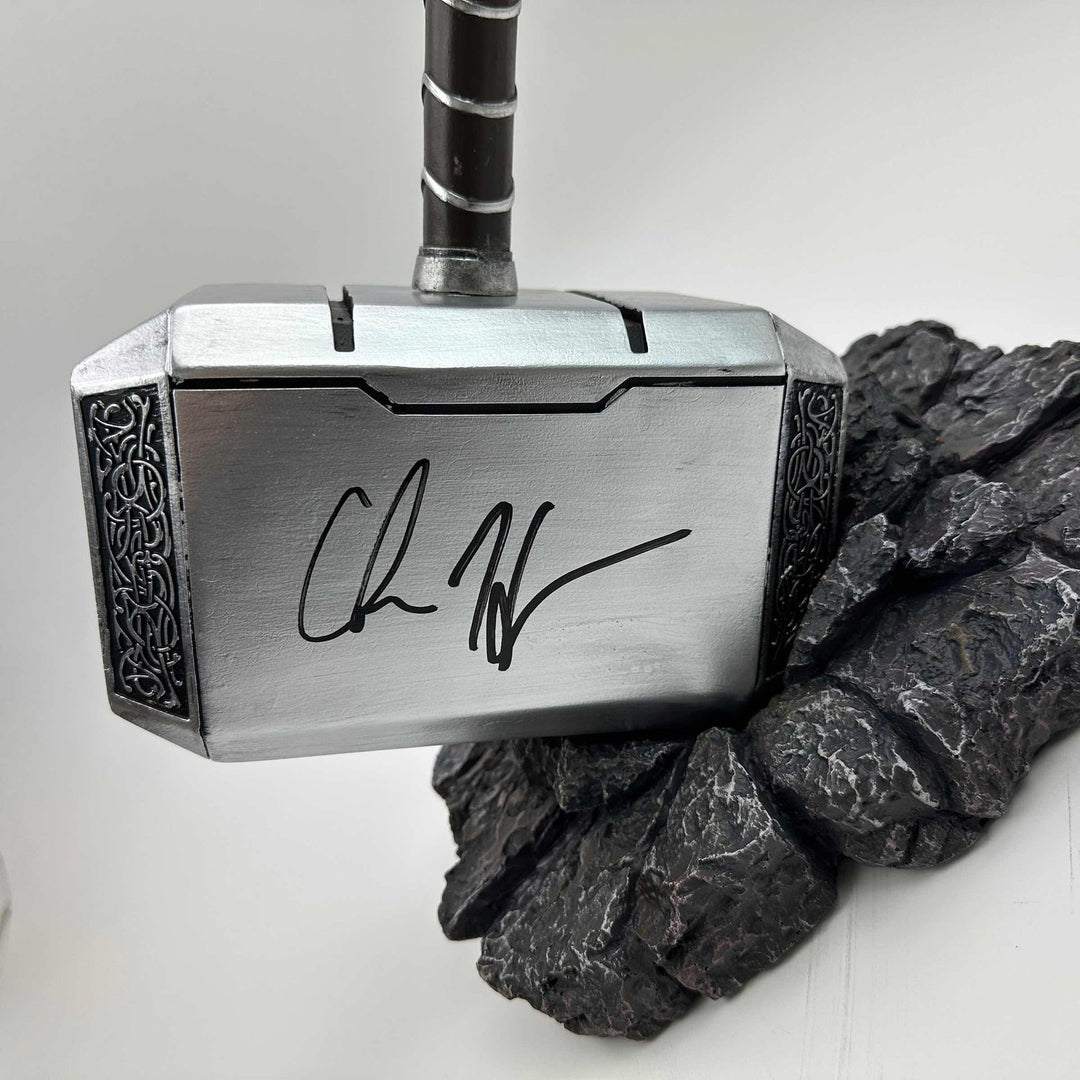 Autographed/Signed Chris Hemsworth Thor Mjolnir 17" Hammer Replica BAS COA