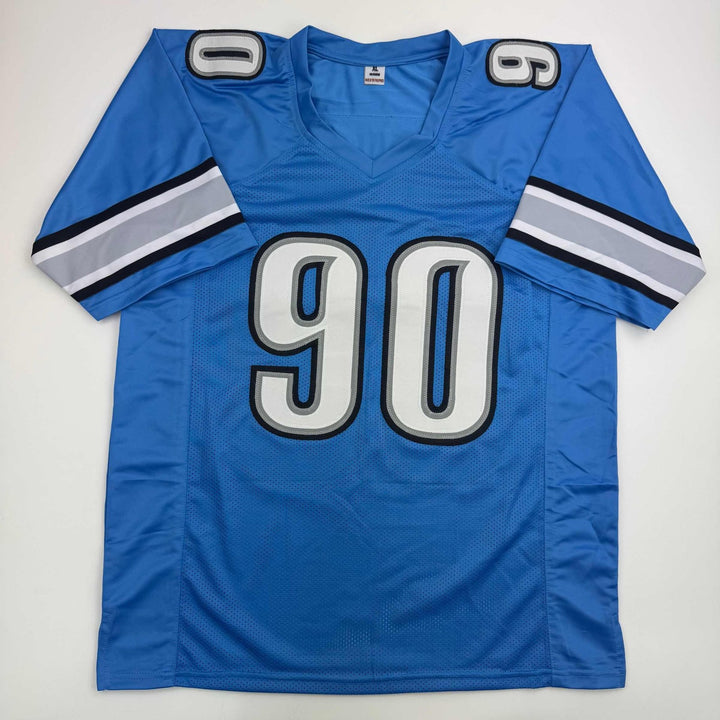 Autographed/Signed Ndamukong Suh Detroit Blue Jersey Beckett BAS COA