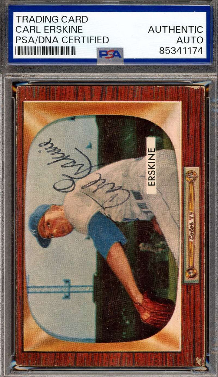Carl Erskine PSA DNA Signed 1955 Bowman Autograph