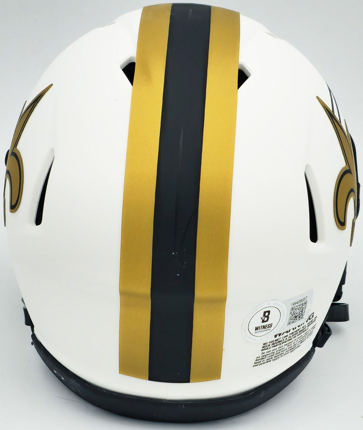 Alvin Kamara Signed Saints Lunar Eclipse White Speed Mini Helmet Beckett Wit