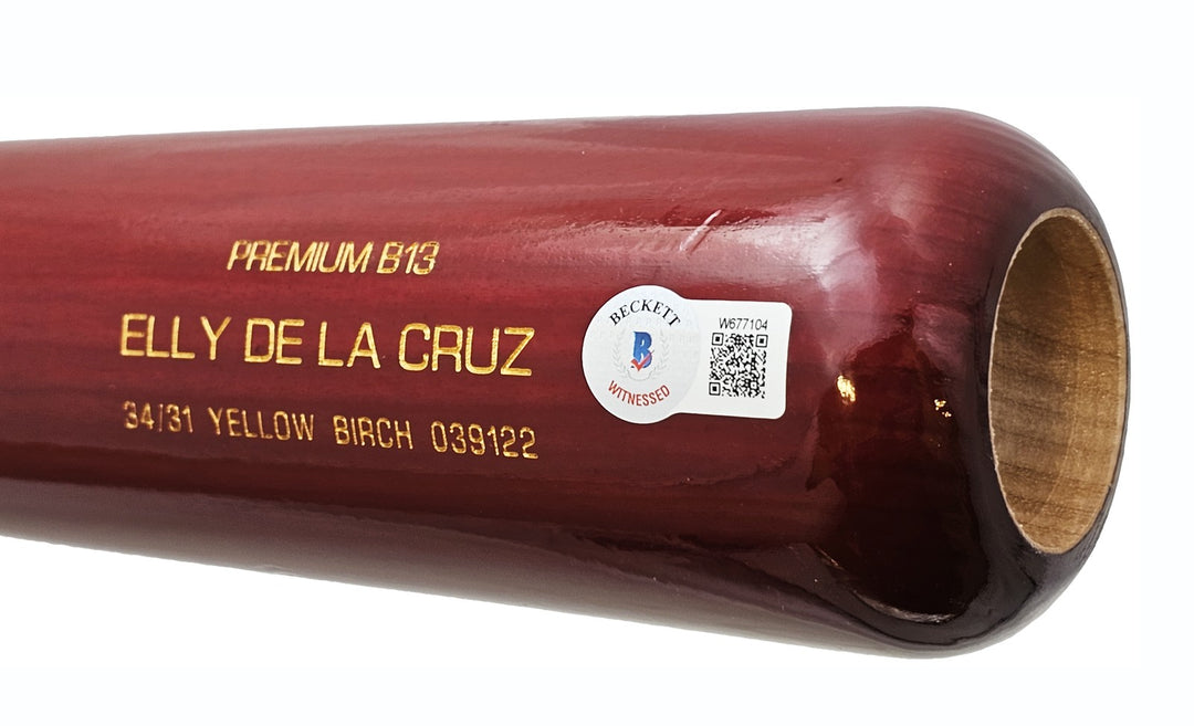 Elly De La Cruz Auto Signed Red B45 Player Model Bat Cincinnati Reds Beckett Wit