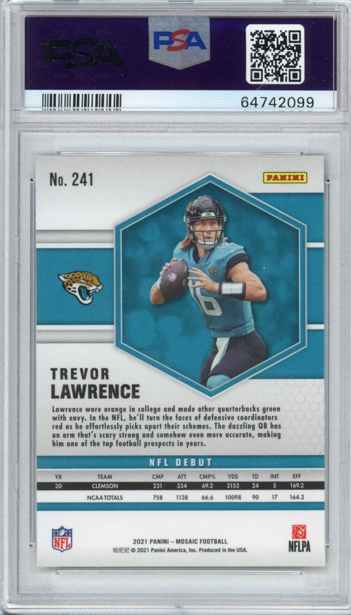 Graded 2021 Panini Mosaic Trevor Lawrence #241 Rookie RC Football Card PSA 10