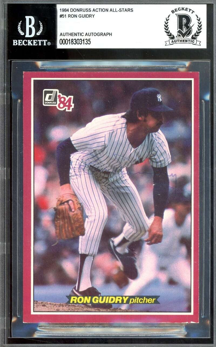 Ron Guidry Beckett BAS Autograph 1984 Donruss Action All Stars Signed
