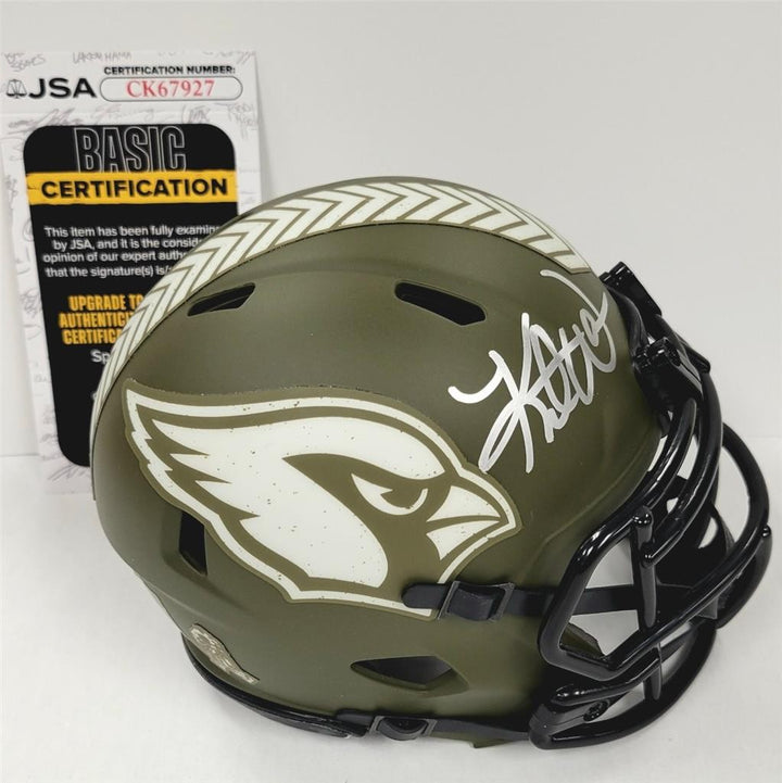 Kurt Warner signed Cardinals Salute to Service Mini Helmet autograph (B) JSA