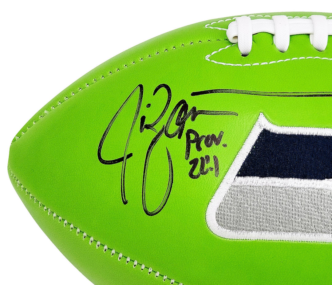 Steve Largent & Jim Zorn Signed Seattle Seahawks Green Logo Football MCS Holo