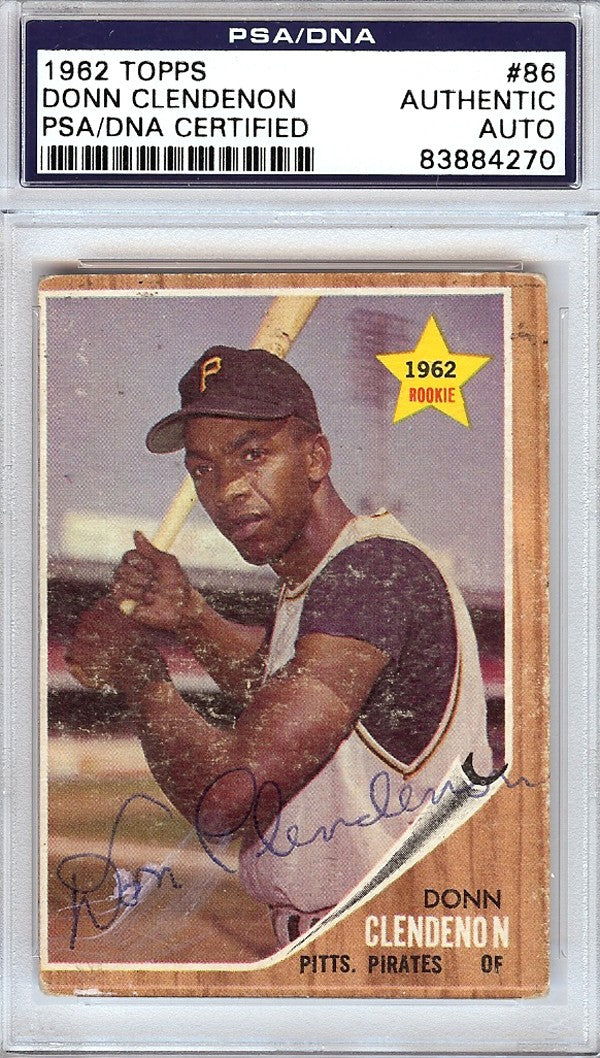 Donn Clendenon Signed 1962 Topps RC 86 Pittsburgh Pirates PSA/DNA