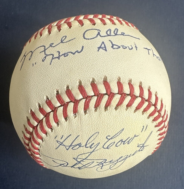 Mel Allen Phil Rizzuto Signed How About That Holy Cow Yankees Hof Announcers Jsa