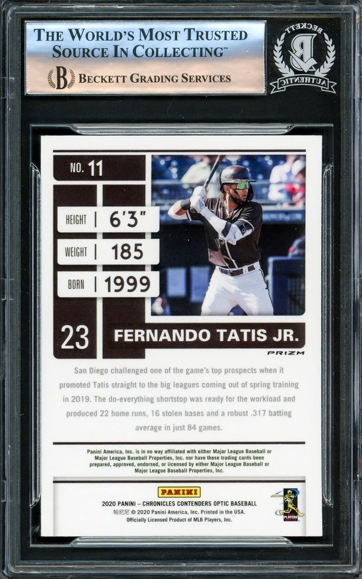 Fernando Tatis Jr. Signed 2020 Panini Contenders Optic Card #11 San Diego
