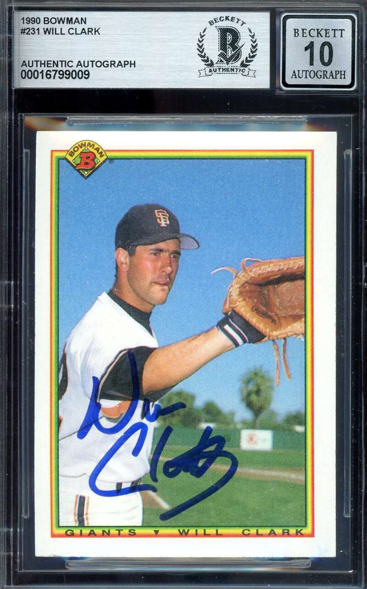 Will Clark Gem Mint 10 Beckett BAS Signed 1990 Bowman Autograph