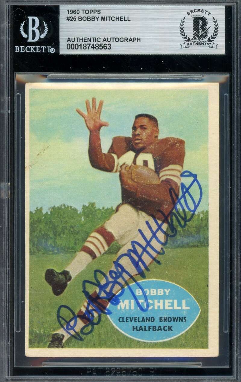 Bobby Mitchell Beckett BAS Signed 1960 Topps Autograph Browns