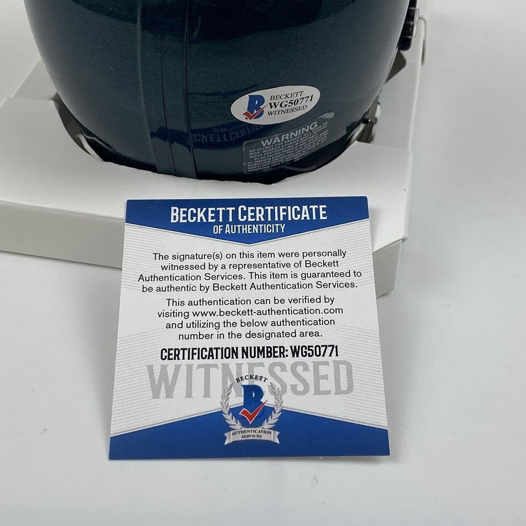 Autographed/Signed MICHAEL MIKE VICK Eagles Mini Helmet Beckett COA