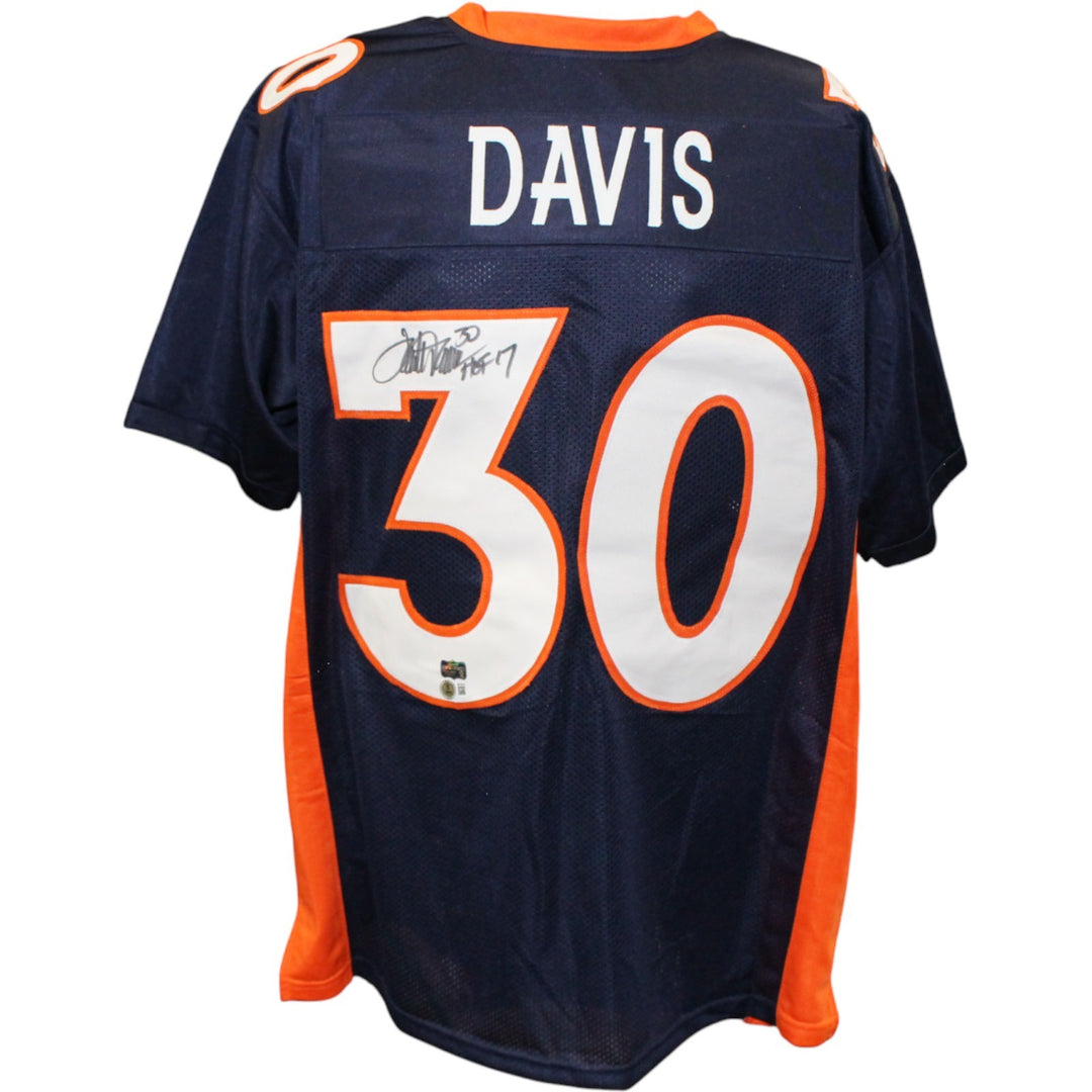 Terrell Davis Autographed Pro Style Sz XL Blue Jersey HOF Beckett 54622
