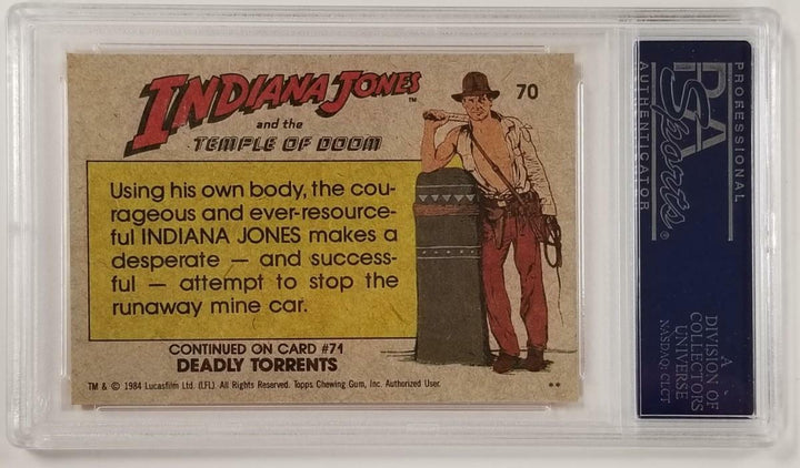 Jonathan Ke Quan signed 1984 Topps Indiana Jones #70 Indy's Gamble Card ~ PSA