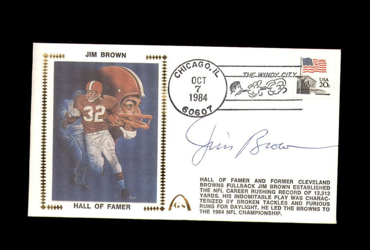 Jim Brown PSA DNA Signed FDC 1984 First Day Cover Cache Hall of Famer Auto