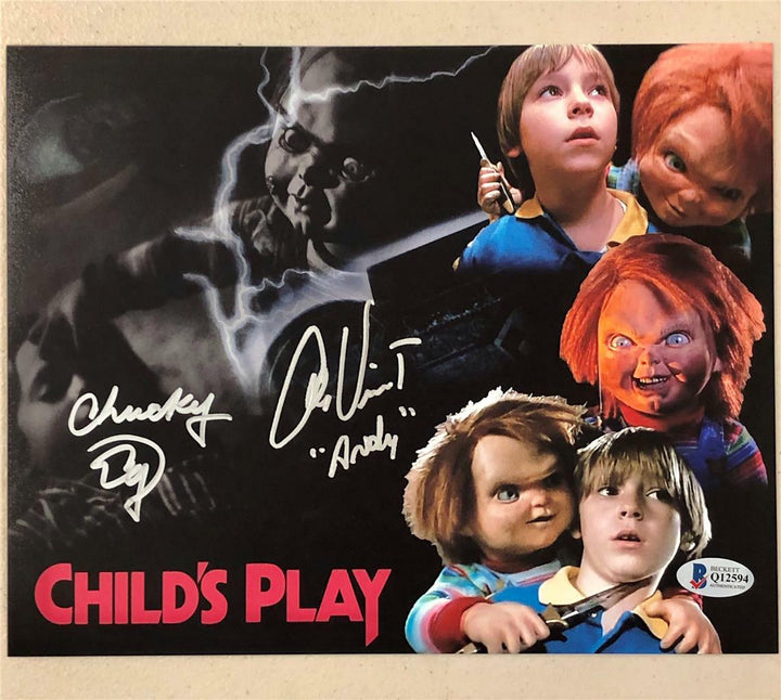 Ed Gale & Alex Vincent signed Chucky Child's Play 8x10 photo ~ Beckett BAS COA