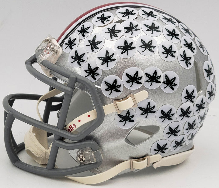 Denzel Burke Signed Ohio State Buckeyes Silver Speed Mini Helmet Beckett