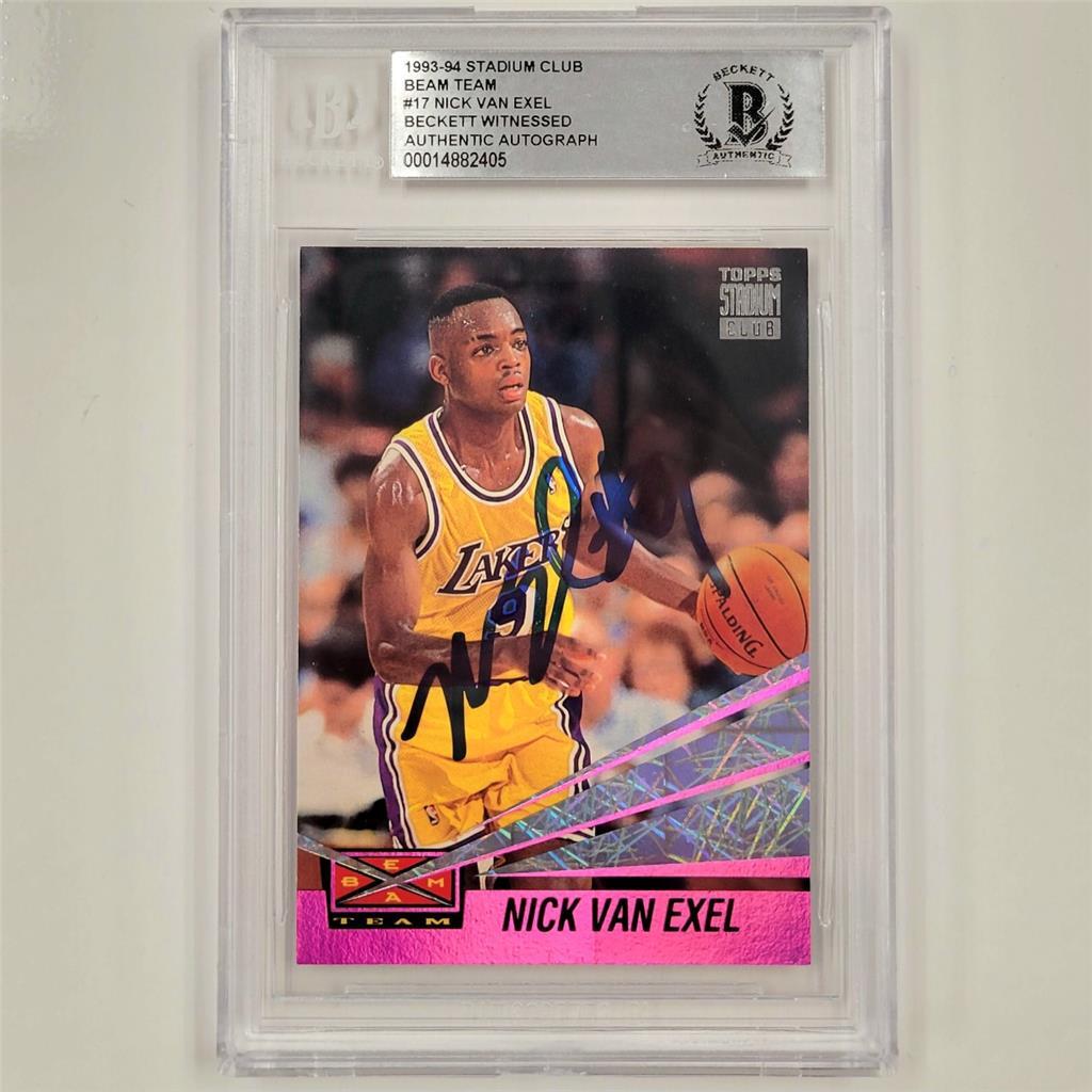 RARE Nick Van Exel autograph signed 93-94 Stadium Club Beam Team RC card BGS BAS