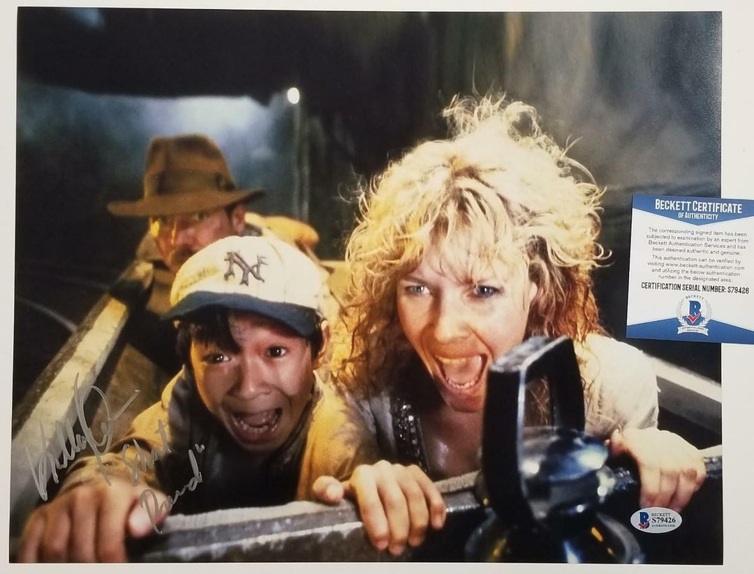 Jonathan Ke Quan signed Indiana Jones 11x14 Photo 5 Inscription~ Beckett BAS COA