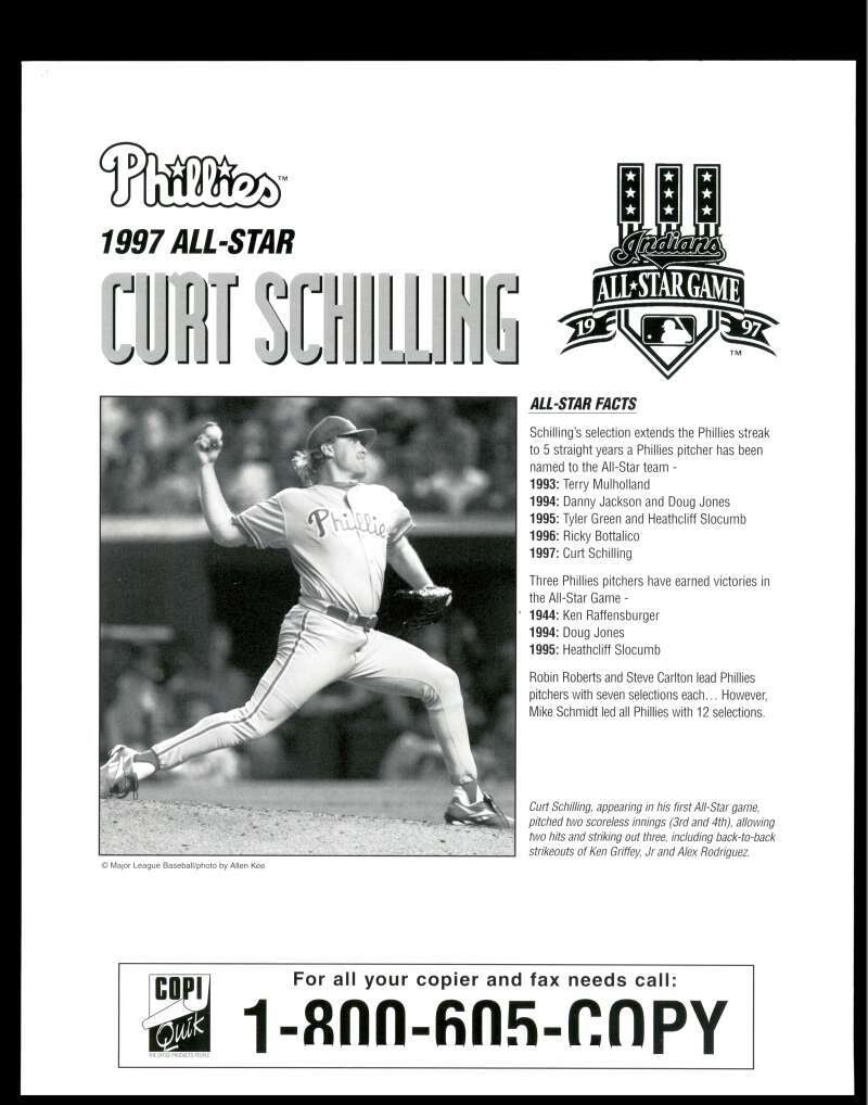 Curt Schilling JSA Coa Hand Signed 1997 All Star 8x10 Photo Autograph