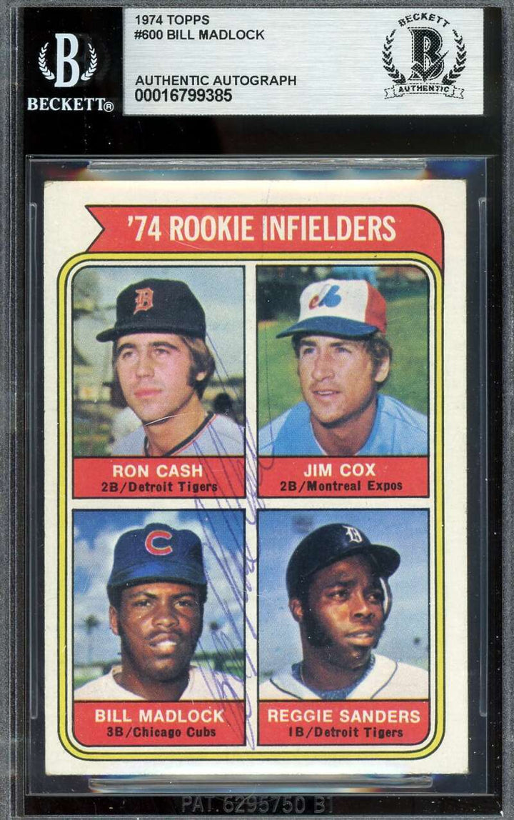 Bill Madlock Beckett BAS Vintage Signed 1974 Topps Rookie Autograph