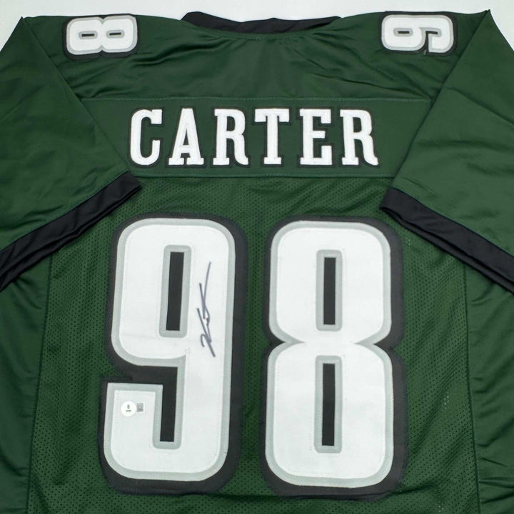 Autographed/Signed Jalen Carter Philadelphia Green Jersey Beckett COA