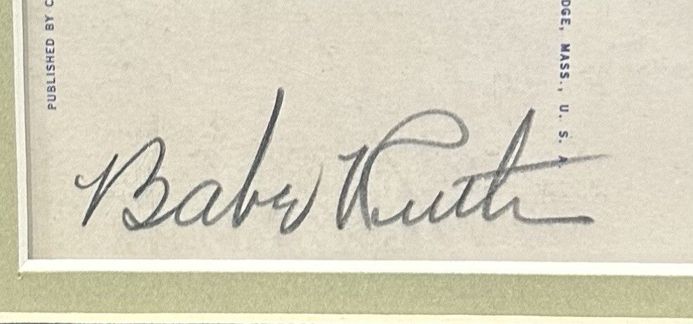 Babe Ruth Signed Vintage Postcard Framed Ny Yankees #3 Mint Cut HOF Auto JSA LOA