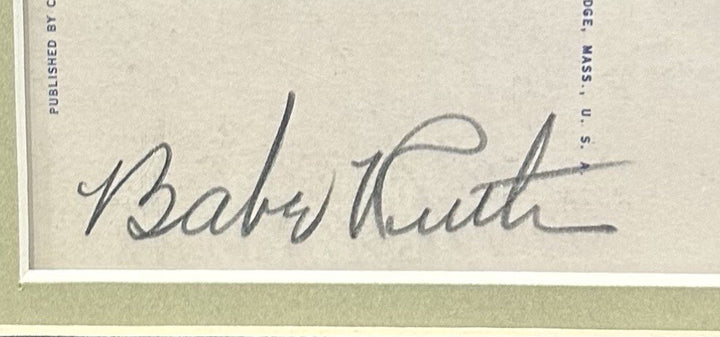 Babe Ruth Signed Vintage Postcard Framed Ny Yankees #3 Mint Cut HOF Auto JSA LOA