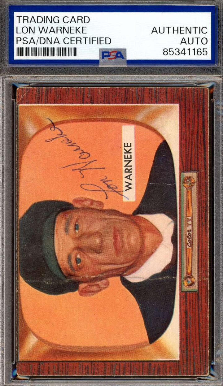 Lon Warneke PSA DNA Signed Key Card 1955 Bowman Autograph