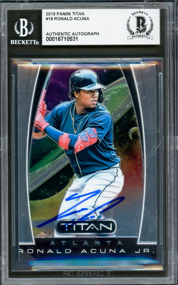 Ronald Acuna Jr. Signed 2019 Panini Titan Card 19 Braves Beckett #16710531