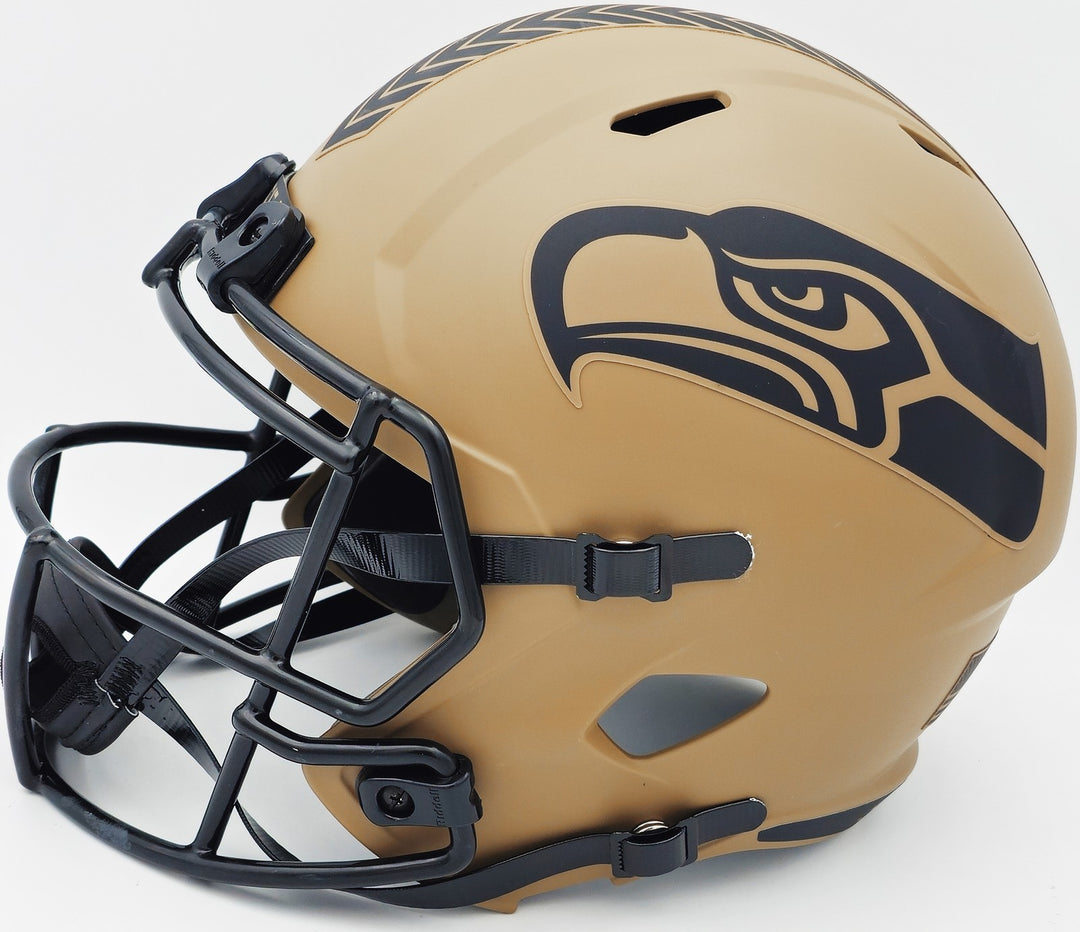 Tyler Lockett Auto Seahawks Camo Brown 2023 Salute to Service Full Sz Rep Helmet