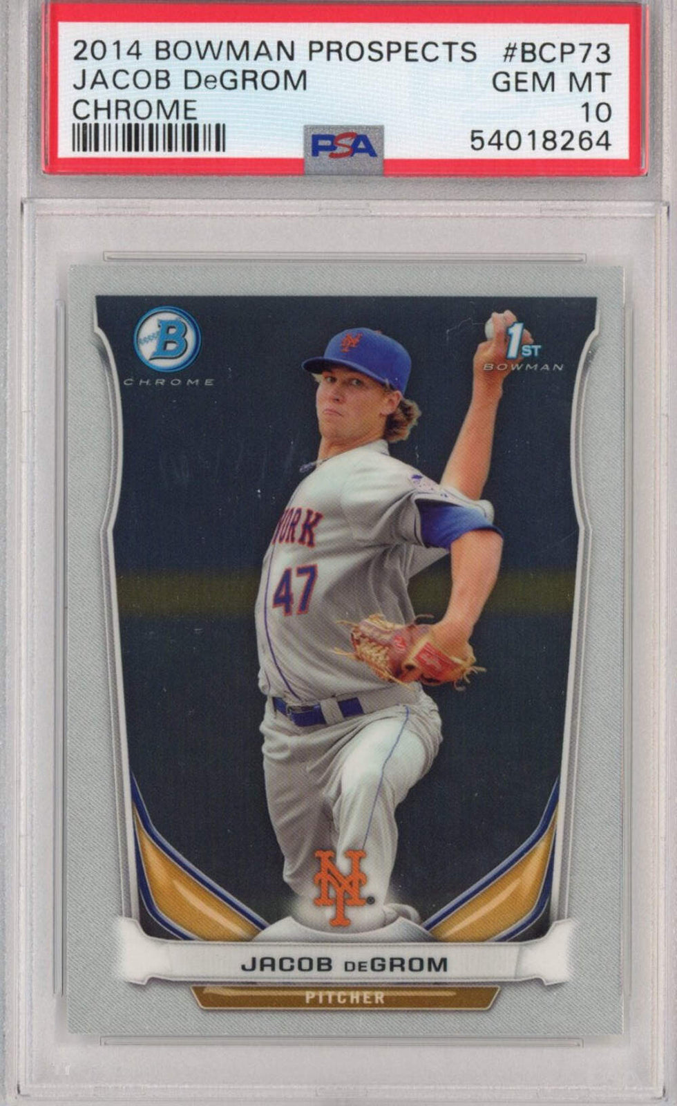 Graded 2014 Bowman Chrome Prospects Jacob DeGrom #BCP73 Rookie RC Baseball Card