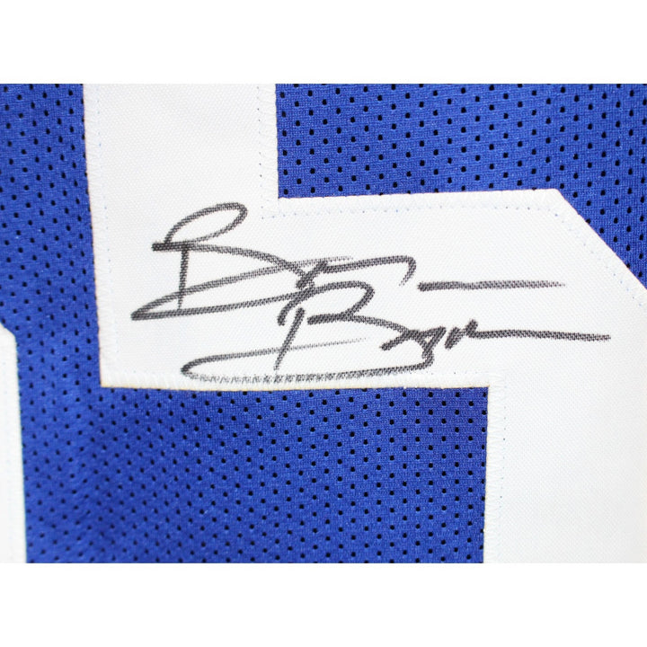 Brian Bosworth Autographed/Signed Pro Style Blue XL Jersey Beckett Witness 57918