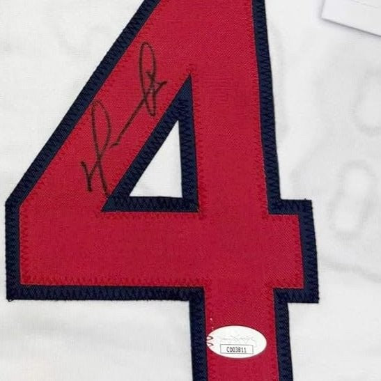 Framed Autographed/Signed David Ortiz 35x39 Boston White Jersey JSA COA