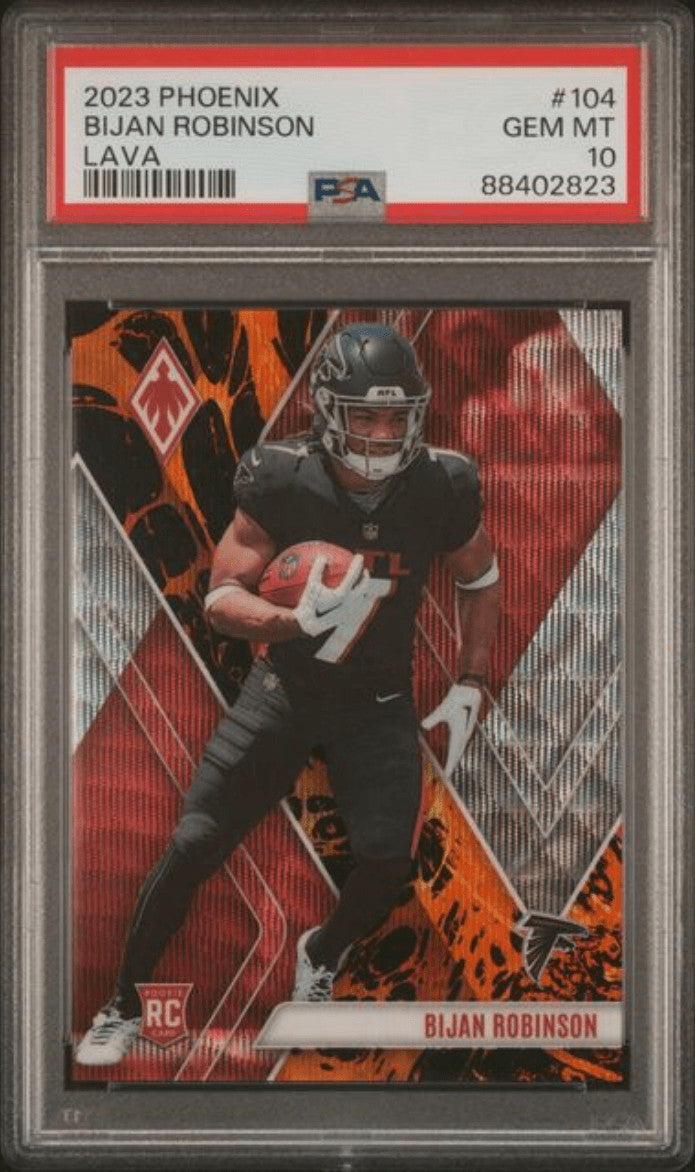 Graded 2023 Panini Phoenix Bijan Robinson #104 Lava /175 RC Card PSA 10