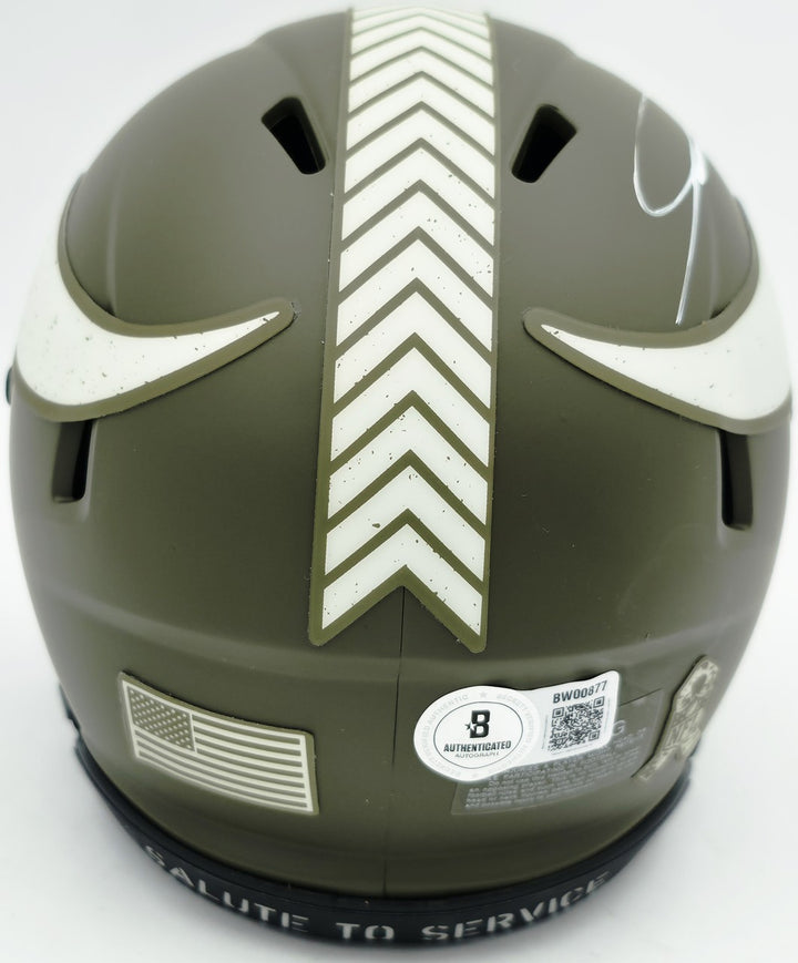 Jordan Addison Auto Vikings Army Salute To Service Speed Mini Helmet Beckett