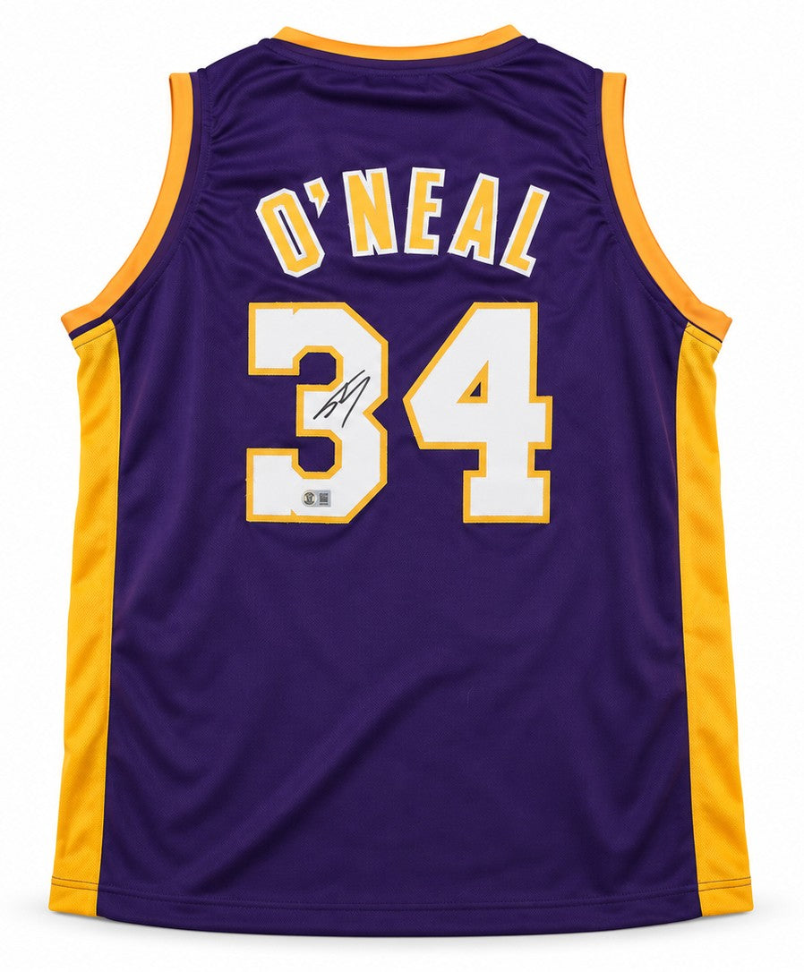 Shaquille O'Neal Signed Lakers Purple Jersey XL BAS Witness