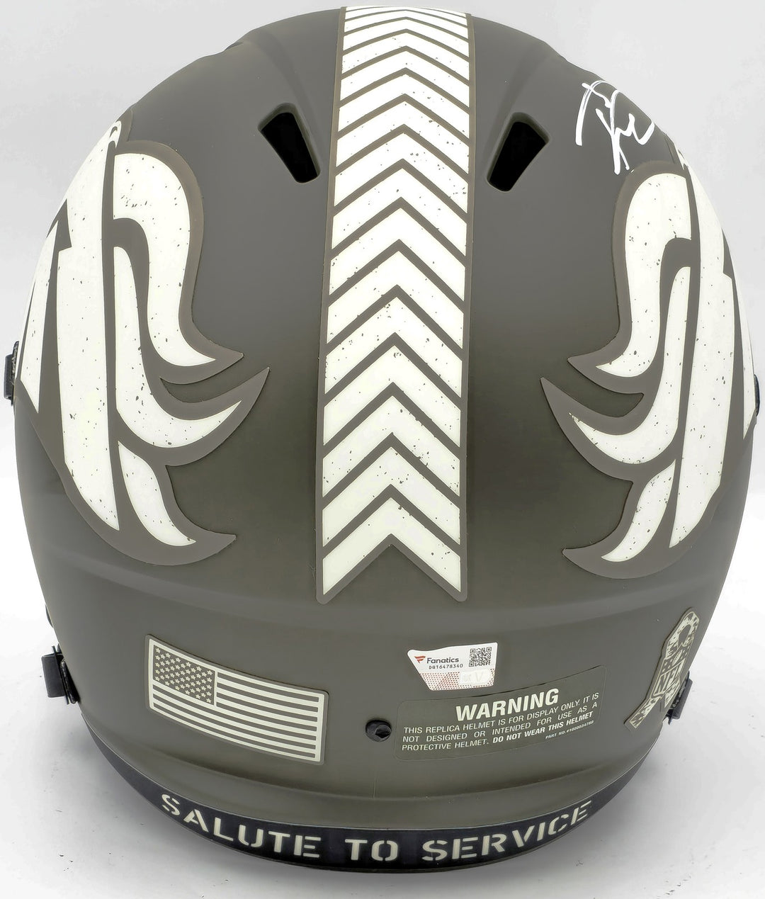 Russell Wilson Auto Broncos Camo Salute to Service Full Size Rep Helmet Fanatics