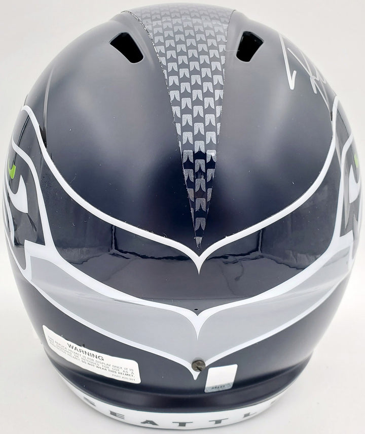 Russell Wilson Signed Seahawks Full Size Replica Speed Helmet In Silver RW Holo