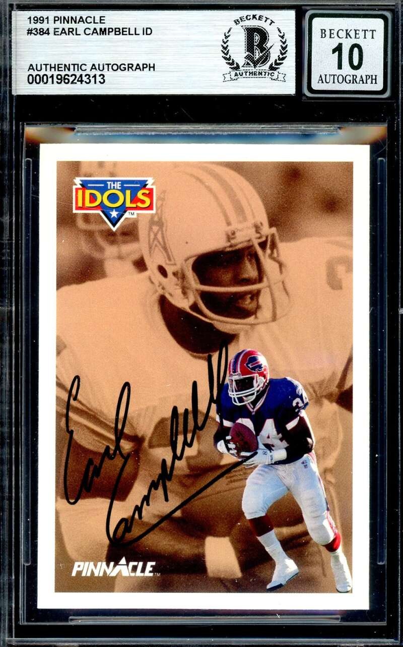 Earl Campbell Gem Mint 10 Beckett BAS Signed 1991 Pinnacle Idols Autograph