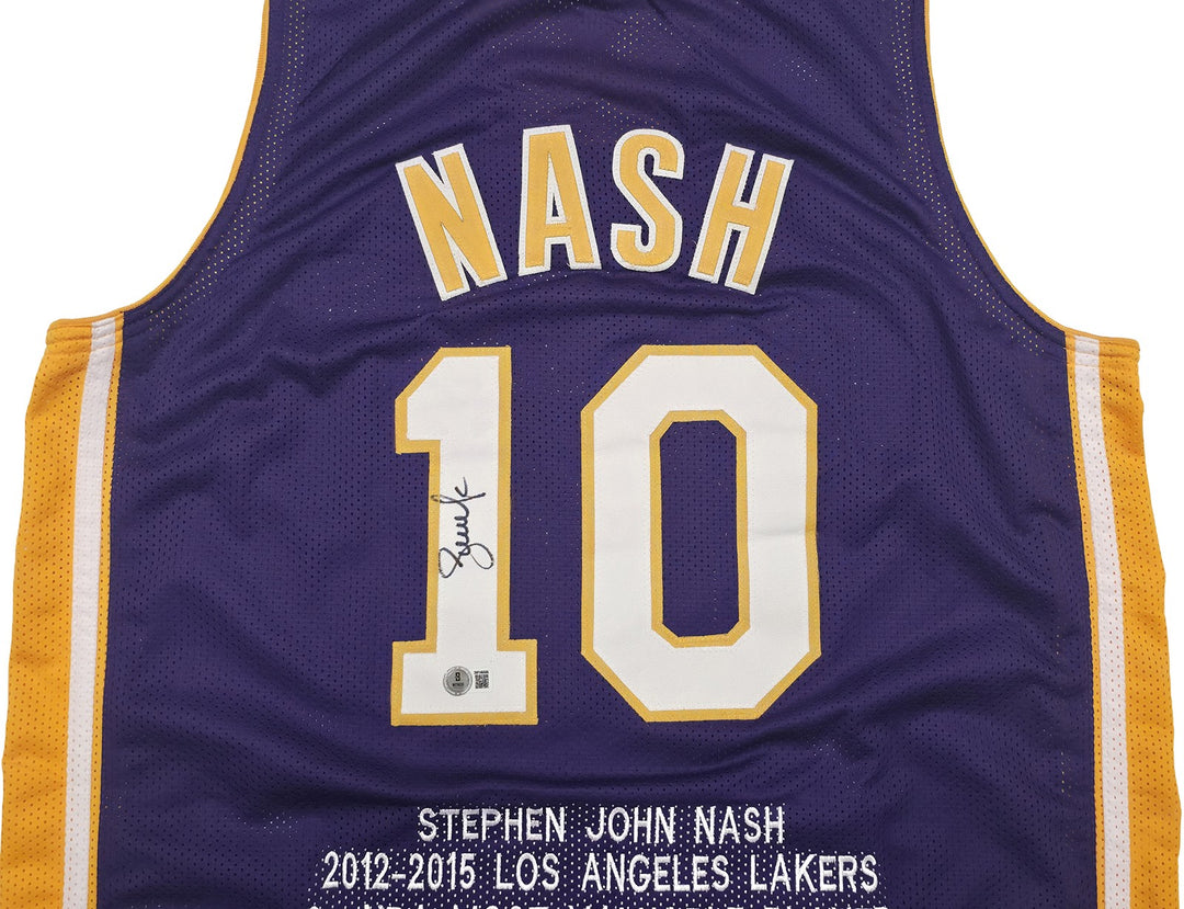 Los Angeles Lakers Steve Nash Autographed Signed Purple Stat Jersey Beckett Wit