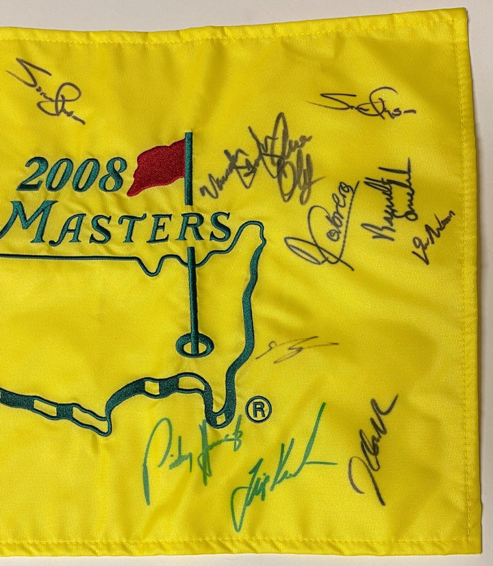 2008 Masters PGA Pin Flag 15 Sigs: Steve Stricker/Cink/Kayayama/Hansen -Beckett