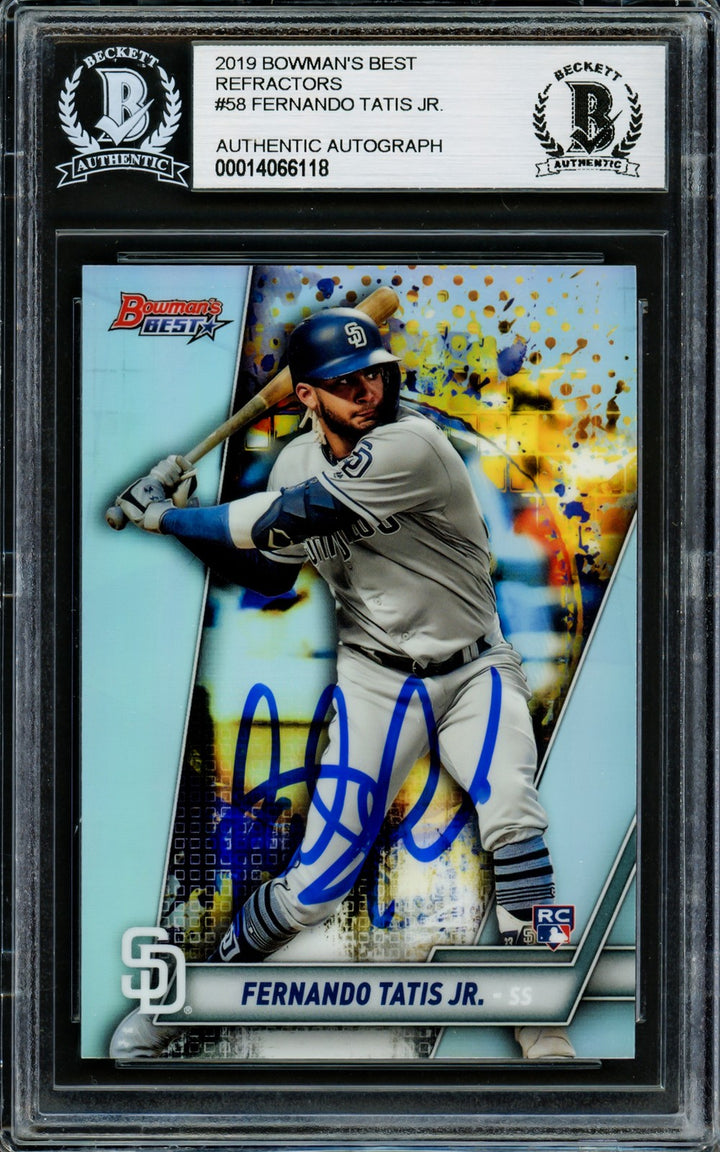 Fernando Tatis Jr. Auto Signed 2019 Bowman's Best Refractor RC 58 Padres Beckett