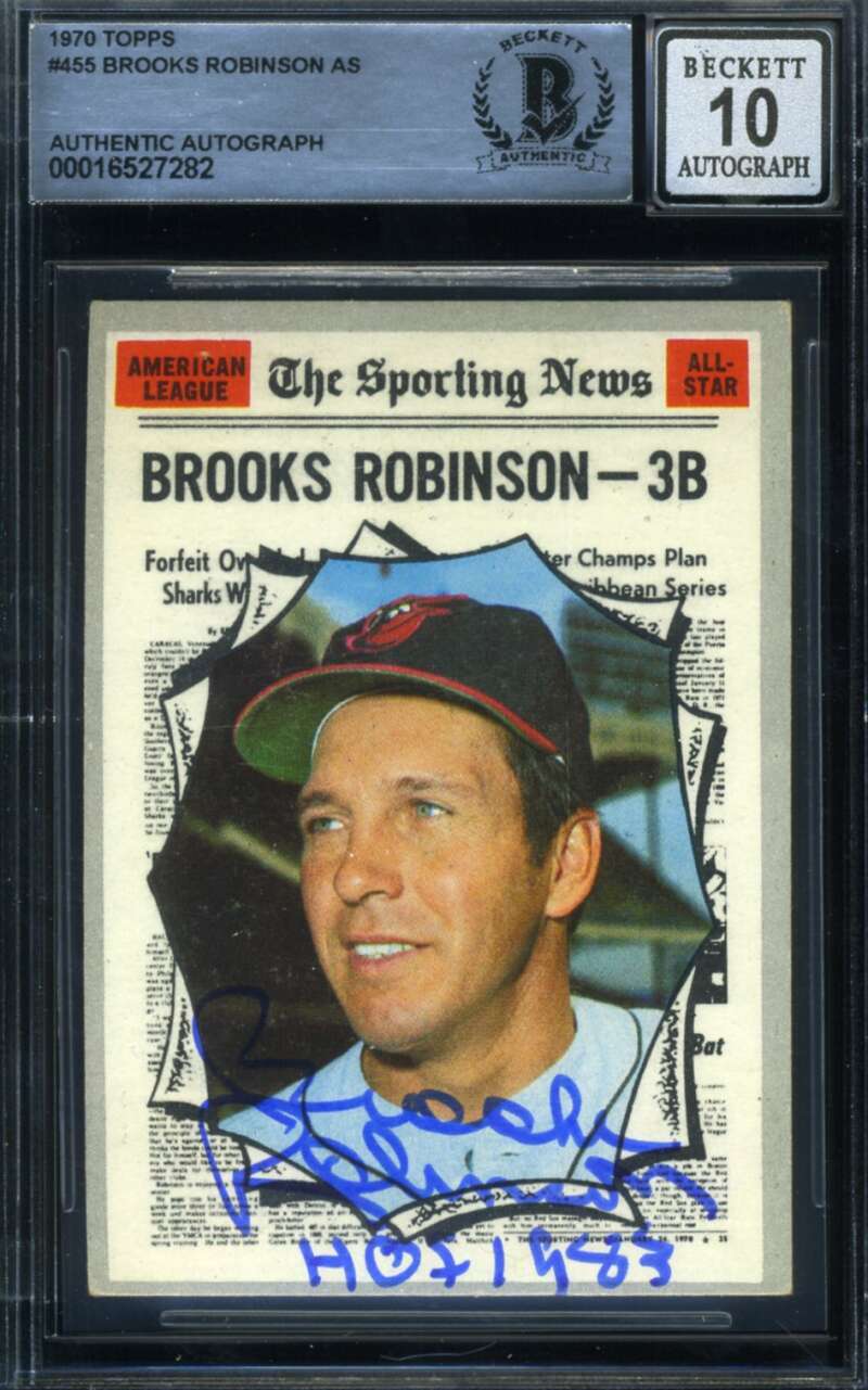 Brooks Robinson Gem Mint 10 Beckett BAS Signed 1970 Topps All Star Autograph