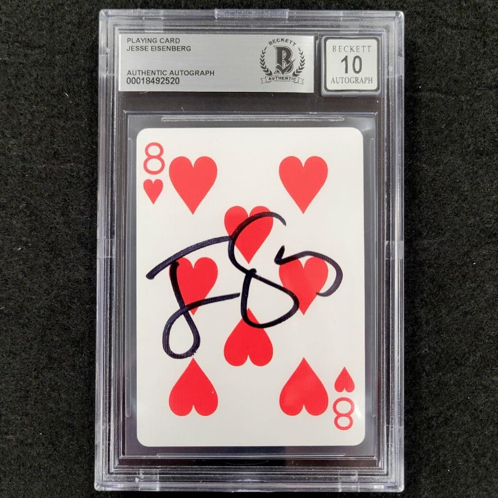 Jesse Eisenberg signed 8 of Hearts Playing Card Now You See Me BAS 10 auto