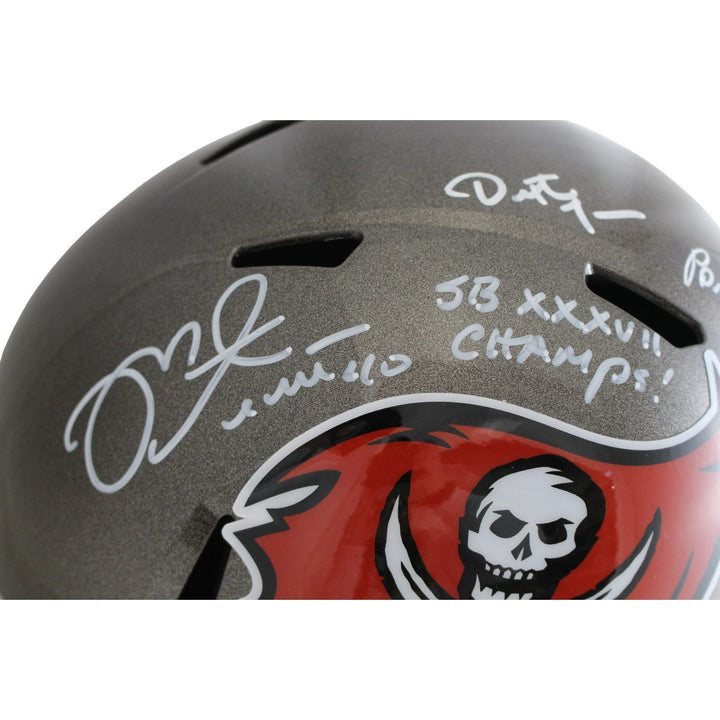 Tampa Bay Buccaneers SB 37 Alstott Sapp +3 Signed F/S TB Helmet Beckett W 54861