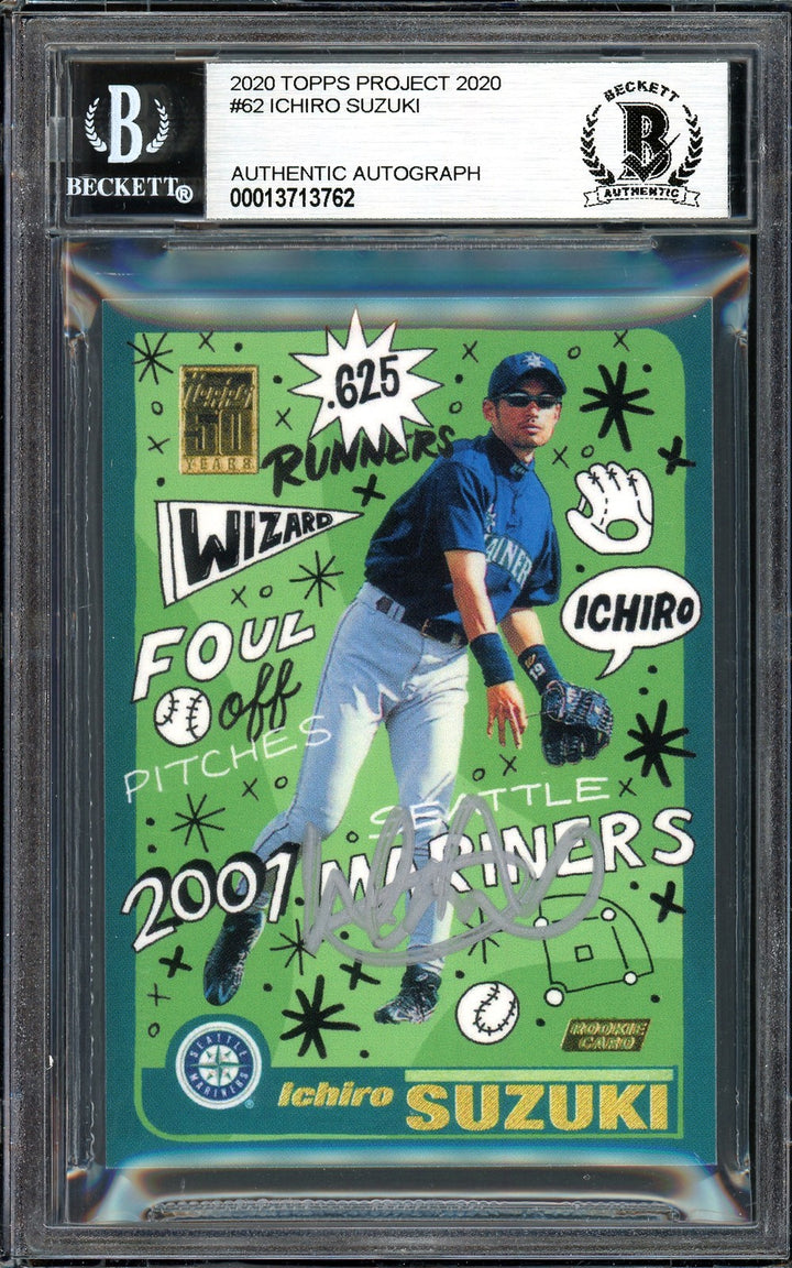 Ichiro Suzuki Signed Topps Project 2020 Sophia Chang Card 62 Silver #2/2 Beckett