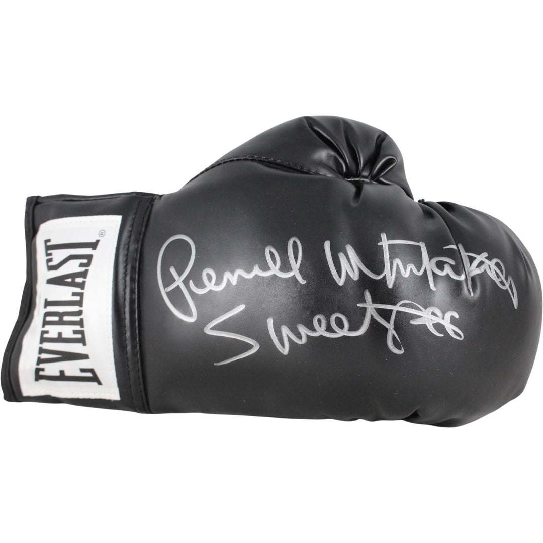 Pernell Sweat Pea Whitaker Autographed Black Everlast R Boxing Glove JSA 53563