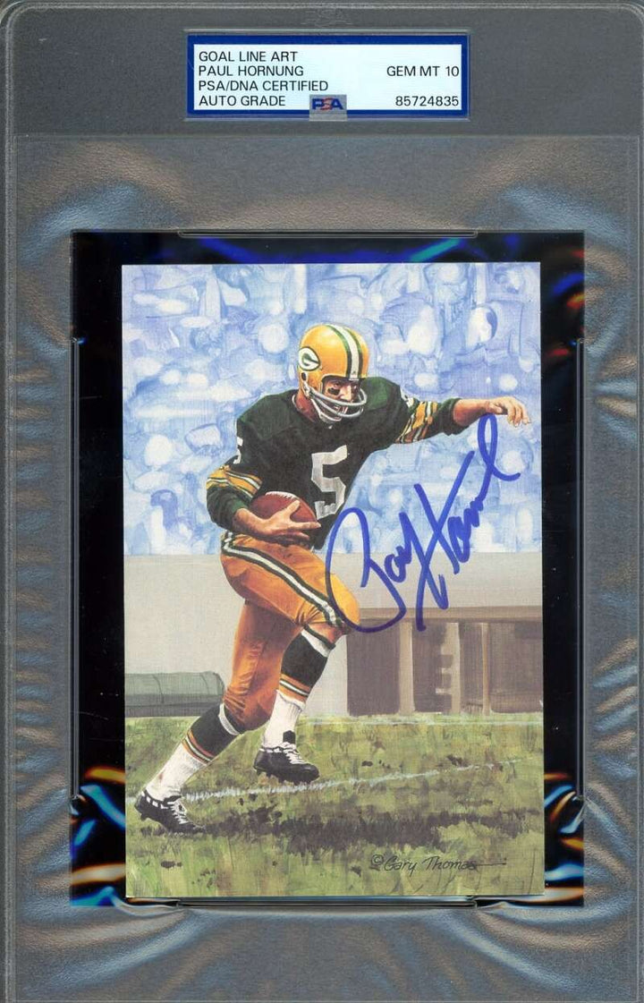 Paul Hornung Gem Mint 10 PSA DNA Signed Goal Line Art Card GLAC Autographed