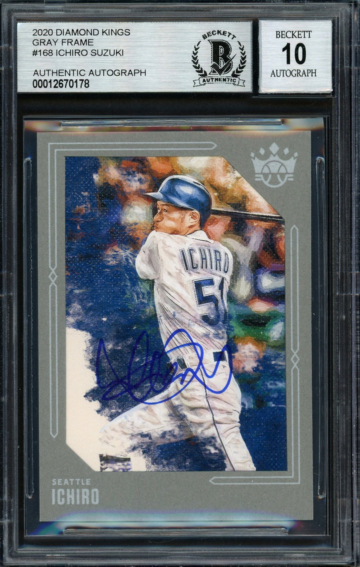 Ichiro Suzuki Auto 2020 Panini Donruss Diamond Kings Gray Frame Card 168 Sig 10